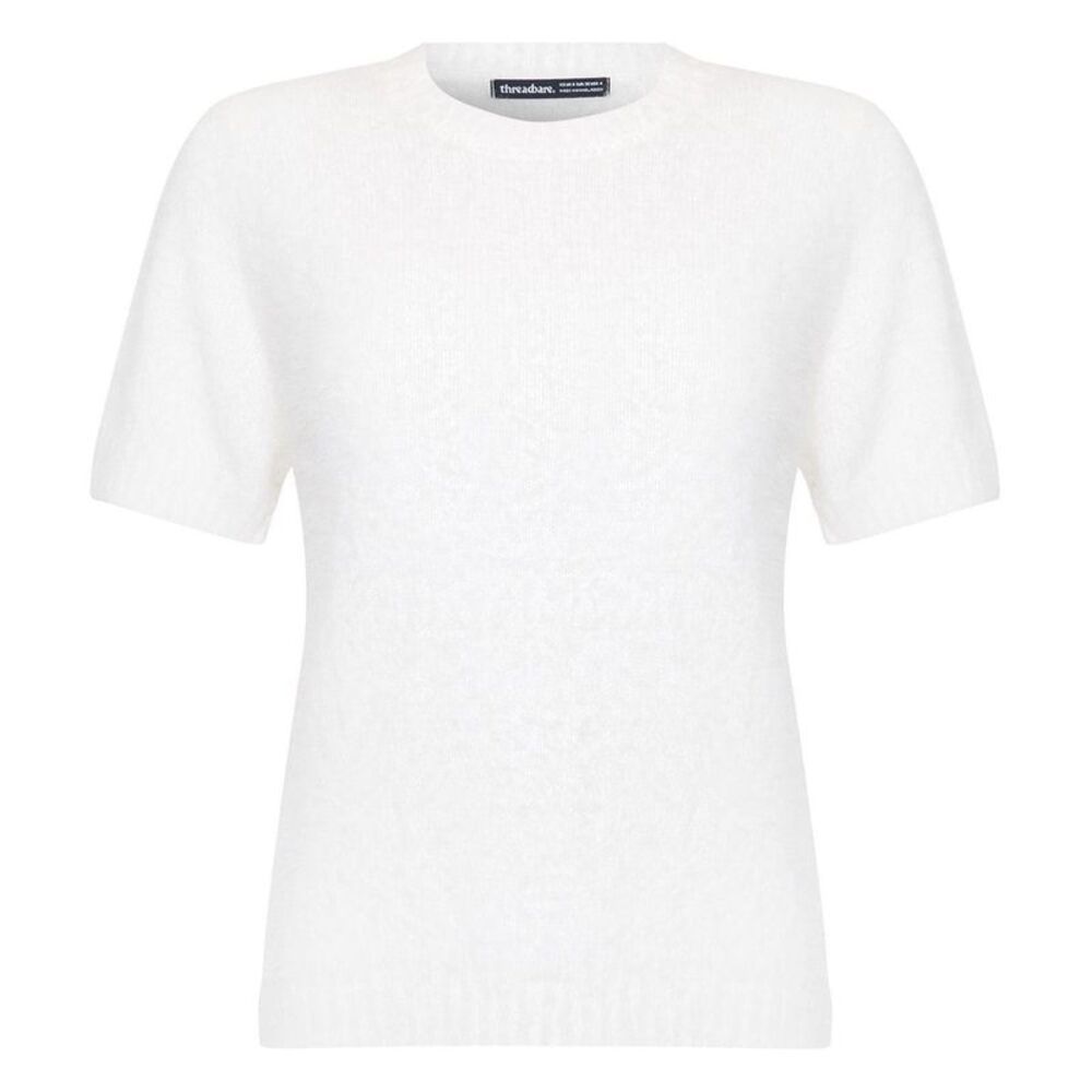 Threadbare Womens/Ladies Knitted Regular Short-Sleeved Sweater Top / White